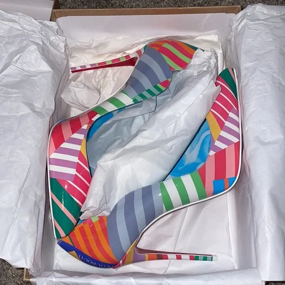 Christian Louboutin Multicolor Striped Heels - Picture 6 of 7